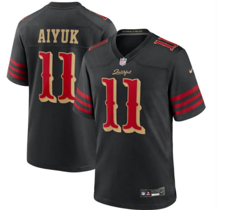 Men 2025 San Francisco 49ers #11 Aiyuk black 5th generation Throwback Nike Limited NFL Jersey style 01